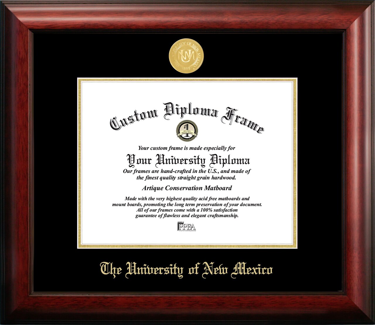 University of New Mexico 11w x 8.5h Gold Embossed Diploma Frame